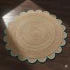 4x4, 5x5, 6x6,feet Natural Jute Scallop Round Rug, Floor Scalloped Edge Rug Braided Boho Eco Large Circular Handmade Area Rugs view 4