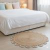 4x4, 5x5, 6x6,feet Natural Jute Scallop Round Rug, Floor Scalloped Edge Rug Braided Boho Eco Large Circular Handmade Area Rugs view 3