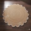 4x4, 5x5, 6x6,feet Natural Jute Scallop Round Rug, Floor Scalloped Edge Rug Braided Boho Eco Large Circular Handmade Area Rugs view 4