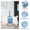 16Pack Disposable Plastic Tablecloths and Satin Table Runner Set White and Light Blue Dot Tablecloth Blue Satin Table Runner for Wedding Birthday Baby Shower Anniversary Engagement Xmas Party Supplies view 3
