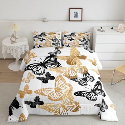 Erosebridal Butterfly Comforter Set Girls Women Romantic Style Bedding Watercolor Butterfly Printed Quilts Gradient Butterfly Duvet Set for Boys Girls Kids King Size 3 Pcs with 2 Pillowcases