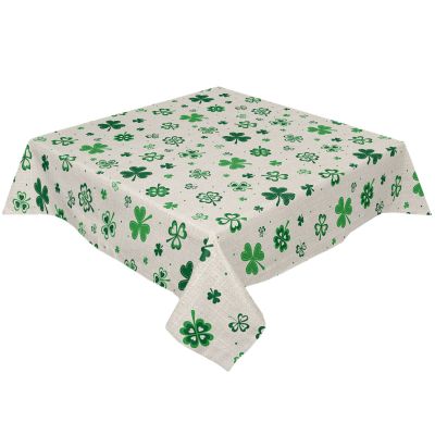 BOBOWUNY Green Shamrock Square/Round Tablecloths 60x60, St. Patrick's Day Clover Leaves Table Cloth Wrinkle Free Table Cover Indoor/Outdoor Tabletop Decor for Wedding Holiday Party Dinner Baby Shower
