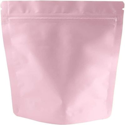 100PCS Double Sided Matte Heat Sealable Metallic Aluminum Resealable Standup Bags (Matte Pink Standup Bag,6.3" x 9.1")