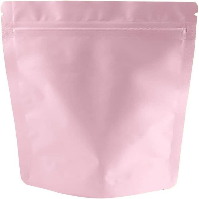 100PCS Double Sided Matte Heat Sealable Metallic Aluminum Resealable Standup Bags (Matte Pink Standup Bag,6.3" x 9.1")
