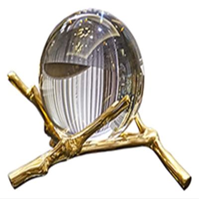 ALDEPO Sculpture Tabletop 110mmClear Crystal Ball Transparent Glass Ball with Pure Copper Metal Stand Decoratio Used for Decoration Balls (Size : S)