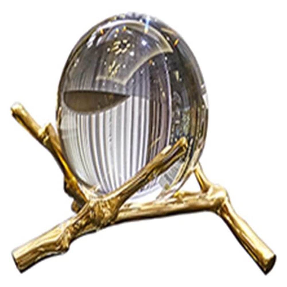 ALDEPO Sculpture Tabletop 110mmClear Crystal Ball Transparent Glass Ball with Pure Copper Metal Stand Decoratio Used for Decoration Balls (Size : S)