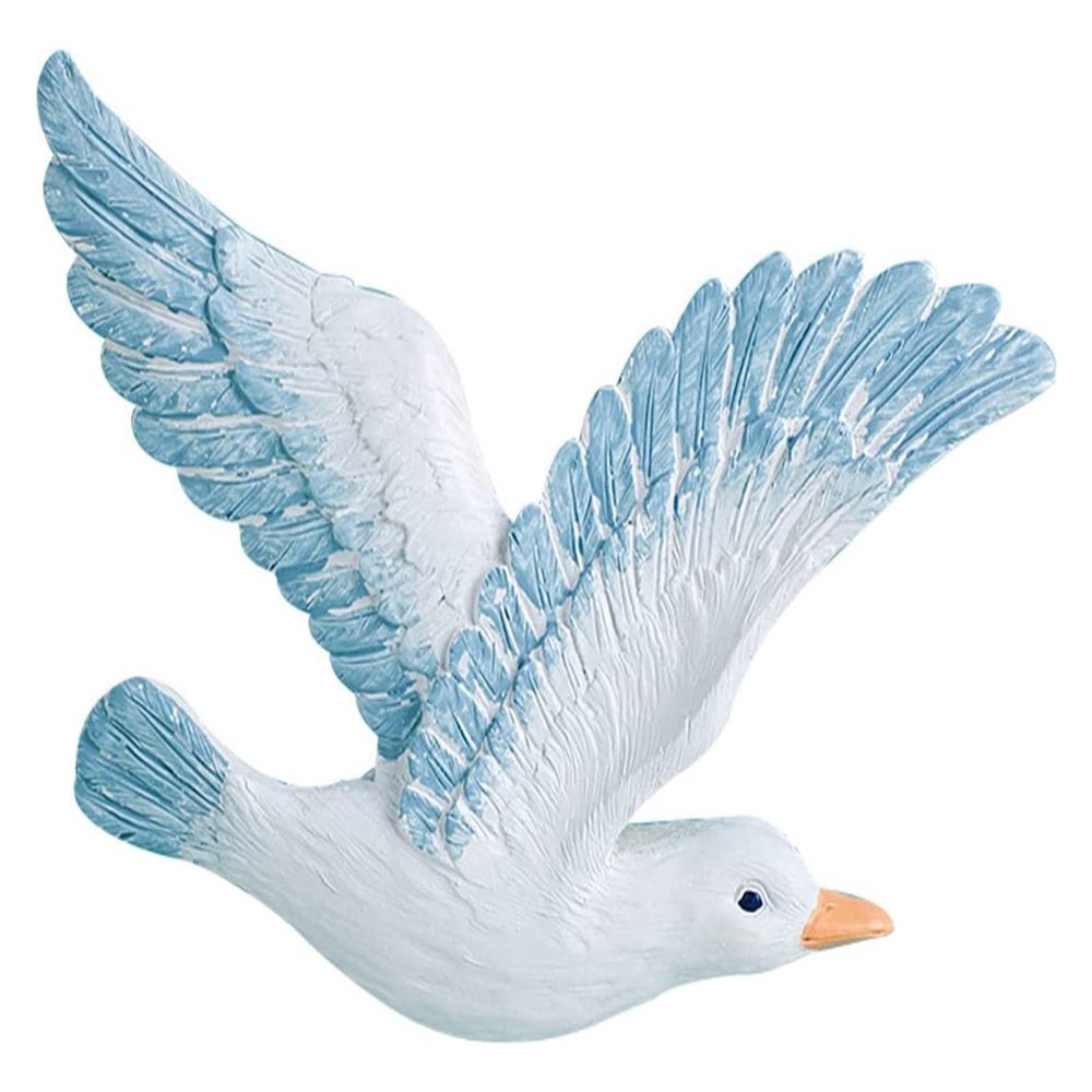 ALDEPO Sculpture Tabletop 3pcs Mediterranean Resin Wall Hanging Seagull Bird Nautical Beach Wall Pendant Decoration