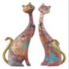 ALDEPO Sculpture Tabletop Decoration Two Oil Painting Cats Art Resin Statue Cats for Hotel Bookshelf Desktop Decoration 24cm Tall view 1