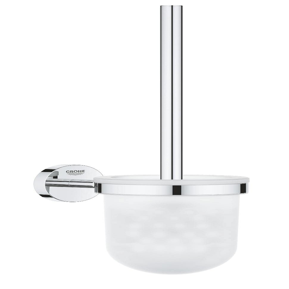 GROHE Start Cosmopolitan QuickFix Toilet Brush Set (Glass and Metal, Wall-Mounted, Concealed Fastening, Including Screws and Dowels, Easy to Fit with GROHE QuickGlue), Size 374 mm, Chrome, 41169000