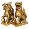Sculpture Tabletop Chinese Feng Shui Golden Qi Lin/Chi Lin Kylin Statues Decoration,Brass and Decor Prosperity Figurine,Attract Wealth and Good Luck Handicraft view 1