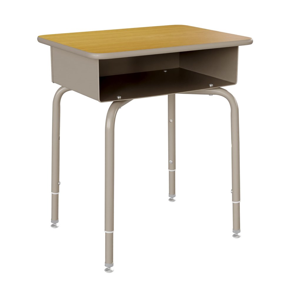 Flash Furniture Billie Student Desk - Maple Open Front School Desk - Silver Metal Frame - 24"W x 18"D Adjustable Height, Durable for School or Remote Learning