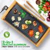 NutriChef 2 In 1 Indoor Grill & Griddle, Smokeless Nonstick Electric Grill and Griddle with Wooden Thong, 250 - 460F Adjustable Temperature view 4