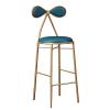 QQXX Butterfly Bow Vanity Chair,Counter Height Bar Stool with Back and Footrest,Cute Vanity Stool Dining Chair,Comfy Leather Chair for Makeup Room,Girls and Ladies(17.7 inch seat Height, Blue) view 1