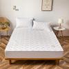 FCLDESHOP Box Spring Cover Protector,Solid Quilted Deep Pocket Fitted Sheet,Bedroom Guest Room Skin Friendly Embroidered Mattress Protector Bed Cover,White,90x200cm view 1