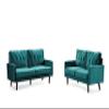 Container Furniture Direct Modern Style Tufted Velvet Couches for Living Room with Soft Fabric Upholstery and Solid Wood Frame, 2 Piece Sofa and Loveseat Set, Green view 1