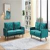 Container Furniture Direct Modern Style Tufted Velvet Couches for Living Room with Soft Fabric Upholstery and Solid Wood Frame, 2 Piece Sofa and Loveseat Set, Green view 2
