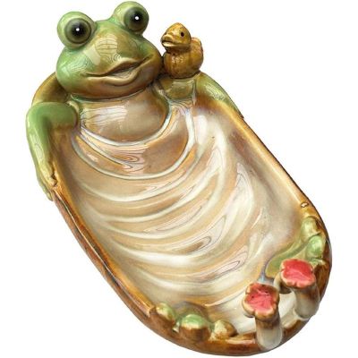 QQXX Frog Shape Soap Dish Holder Stand Cute Animal Ceramics Table Soap Sponge Holders for Bathroom, Kitchen Sink, Hotel, Decorative Ornaments American Pastoral Style 3.5 * 7.4inch