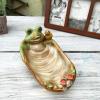 QQXX Frog Shape Soap Dish Holder Stand Cute Animal Ceramics Table Soap Sponge Holders for Bathroom, Kitchen Sink, Hotel, Decorative Ornaments American Pastoral Style 3.5 * 7.4inch view 3