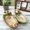 QQXX Frog Shape Soap Dish Holder Stand Cute Animal Ceramics Table Soap Sponge Holders for Bathroom, Kitchen Sink, Hotel, Decorative Ornaments American Pastoral Style 3.5 * 7.4inch view 4
