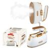 SALAV Retro Edition Duopress Handheld Garment Steamer and Iron, Ceramic Plate, 1000 watts of Steam, Removes Wrinkles on Clothes, Vintage Style No Drip Steam, Pearl view 1
