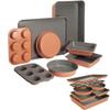 Goodful All-In-One Nonstick Bakeware Set, Stackable and Space Saving Design includes Round and Square Pans, Muffin Pans, Cookie Sheet and Roaster, Dishwasher Safe, 8-Piece, Terracotta view 1