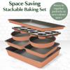 Goodful All-In-One Nonstick Bakeware Set, Stackable and Space Saving Design includes Round and Square Pans, Muffin Pans, Cookie Sheet and Roaster, Dishwasher Safe, 8-Piece, Terracotta view 2