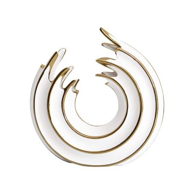 DYPASA Dry Flower arrangemen Nordic Luxury Vase Creative Porcelain Wave Shape Flower Decorative Vase Modern Table Ornament Home Decoration Flower Vase (Color : Brass, Size : L)