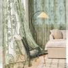 ZZC Lace Sheer Curtains with Scallop Ruffle Edge for Living Room Farmhouse 84 Inch Long Rustic Vintage Floral Embroidered Voile Panels Rod Pocket Window Treatment Set 2 Panels, Green, W52 x L84 Inch view 2