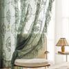 ZZC Lace Sheer Curtains with Scallop Ruffle Edge for Living Room Farmhouse 84 Inch Long Rustic Vintage Floral Embroidered Voile Panels Rod Pocket Window Treatment Set 2 Panels, Green, W52 x L84 Inch view 3