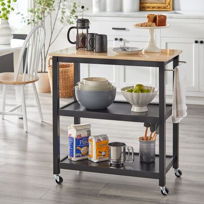 Simple Living Janelle Rolling Kitchen Cart Black