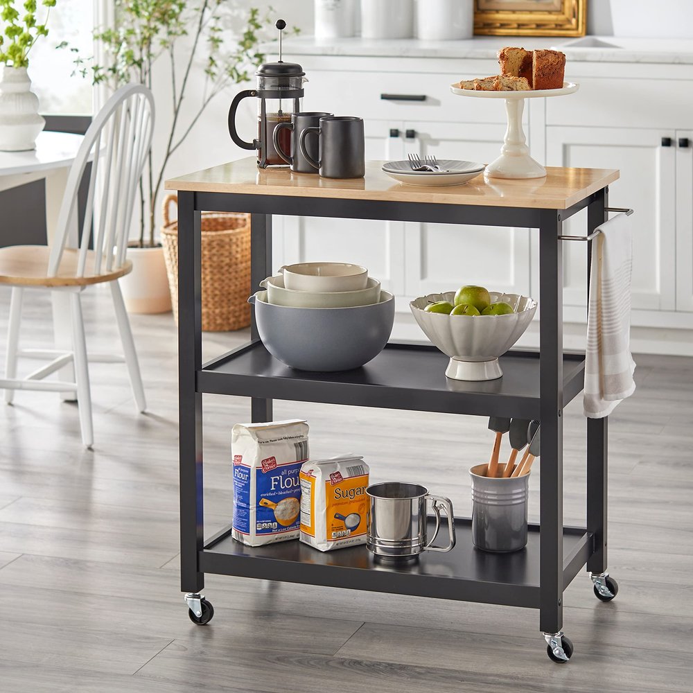 Simple Living Janelle Rolling Kitchen Cart Black