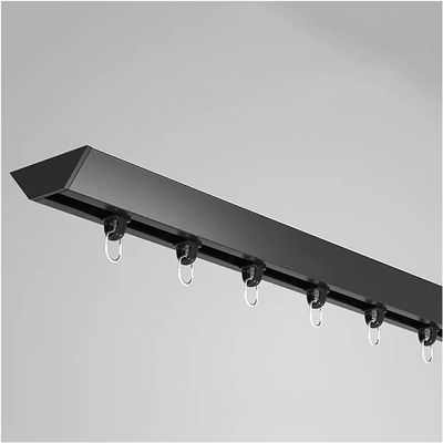 Ceiling Curtain Track, Sliding Door 6 8 10 12 14 16 18 20 24 26 Ft Long Room Divider Curtain Rail Rod, V-Shape Commercial Sliding Curtain Track System for Porch Living Room Hospital ( Color : Black ,