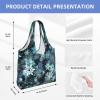 SEPTYK Winter Snowflakes Sparkle Sky Christmas Pattern Canvas Tote Bag Reusable Grocery Shopping Bags Women Shoulder Handbag Large Capacity Heavy Duty Washable Foldable view 4