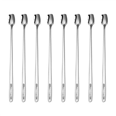 Soup Spoons 304 Stainless Steel Stirring Spoon Coffee Spoon Seasoning Small Spoon Square Dessert Honey Spoon, 8 Pieces Dinner Spoon Table Spoon (Color : 1)
