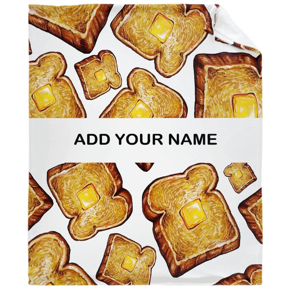 Anuruddha Toast Personalized Blanket with Name Custom Text Blankets for Bedroom Couch, Lightweight Personalized Gift for for Toast Lovers Oversize (120"x90")