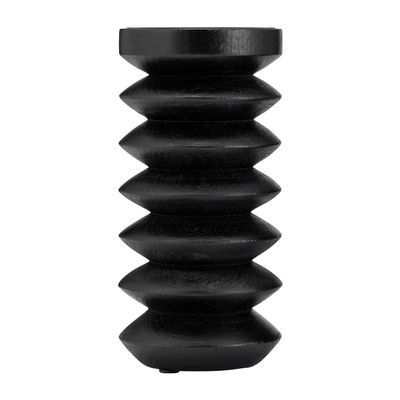 8"Hx4" Diameter, Wood Accordion Candle Holder, Black Finish, Decorative Candle Holder for Centerpieces, Home Decor, and Ambient Lighting and a Decorative Complement