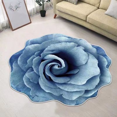 QQXX Round Carpet Floor Mat, Bedroom Soft Faux Wool Flower Shaped Rug,Non-Slip Absorbent Bathroom Carpet Girl Room Decoration Mats(50x50cm(20x20inch), A)