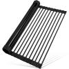 MERRYBOX Roll Up Dish Drying Rack, Silicone Wrapped Over The Sink Dish Rack Foldable Dish Drainer Anti-Slip Dish Racks for Kitchen Counter, Multipurpose Kitchen Sink Drying Rack, 18" x 13", Black view 1