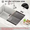 MERRYBOX Roll Up Dish Drying Rack, Silicone Wrapped Over The Sink Dish Rack Foldable Dish Drainer Anti-Slip Dish Racks for Kitchen Counter, Multipurpose Kitchen Sink Drying Rack, 18" x 13", Black view 2