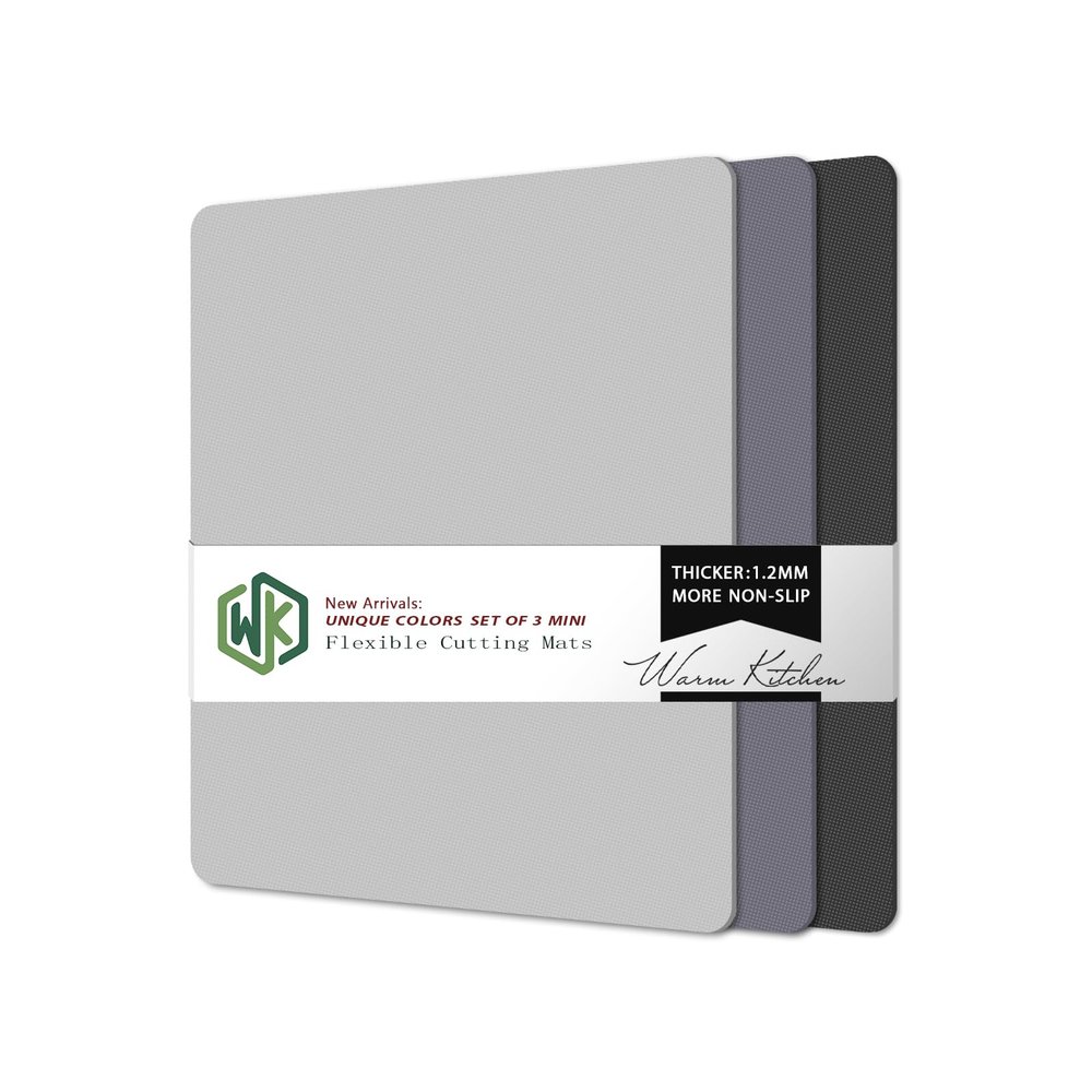 WK Small Flexible Plastic Cutting Boards for Kitchen Set of 3, Non Slip Cutting Mats for Meat, Mini Cutting Board Mats, BPA Free, Dishwasher Safe, 7.3x11.5"
