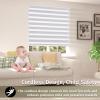 Cordless Zebra Blinds for Windows, Custom Size Zebra Roller Window Blinds, Dual Layer Blackout Zebra Roller Shades, Window Blinds for Home, Office, Kitchen, Bathroom 64 * 48in (W*H),Light Grey view 2