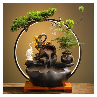 AFGZQ Waterfalls Water Fountain LED Lightings Fairy Garden Christmas Home Decoration Accessories for Living Room (Color : Style 3)