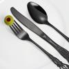 A  HOUSEWARE Black Silverware Royal Flatware Set for 4 Stainless Steel Cutlery Retro Antique Kitchen Utenisl with Flower Design Handle for Resturant Home Festival Parties view 4
