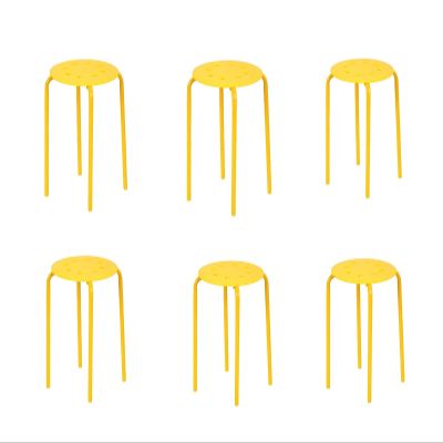 LUXUCURE Set of 6 Portable Stack Stools 17.5" Height Backless Seating for Home, Dining Room, Classrooms or Salon, Party (Color : Yellow)