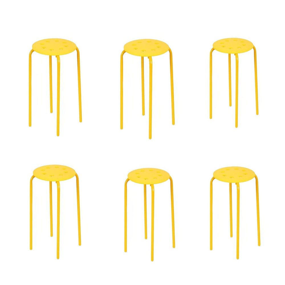 LUXUCURE Set of 6 Portable Stack Stools 17.5" Height Backless Seating for Home, Dining Room, Classrooms or Salon, Party (Color : Yellow)