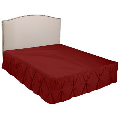 Pinch Pleated Split Corner Bed Skirt, Pinch Pleated Bed Skirt with Platform Three Sided Coverage Ultrasoft Microfiber Bed Skirts 18 Inch Drop Easy to Wash Wrinkle & Fade Resistant (King, Burgundy)
