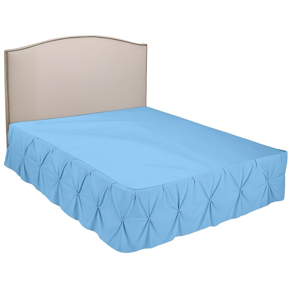 Pinch Pleated Split Corner Bed Skirt, Pinch Pleated Bed Skirt with Platform Three Sided Coverage Ultrasoft Microfiber Bed Skirts 21 Inch Drop Easy to Wash Wrinkle & Fade Resistant (King, Sky Blue)