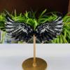 4inch Crystal Angel Wings Figurines with Free Stand, Hand-Carved from Real Natural Stone, Reiki Heal,Crystal Gifts,Home Decoration (Obsidian,4in) view 2