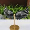 4inch Crystal Angel Wings Figurines with Free Stand, Hand-Carved from Real Natural Stone, Reiki Heal,Crystal Gifts,Home Decoration (Obsidian,4in) view 3