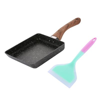 AAGAZA F Japanese Omelette Pan with Blue Spatula, Nonstick Omelet Pan Tamagoyaki Egg Pan
